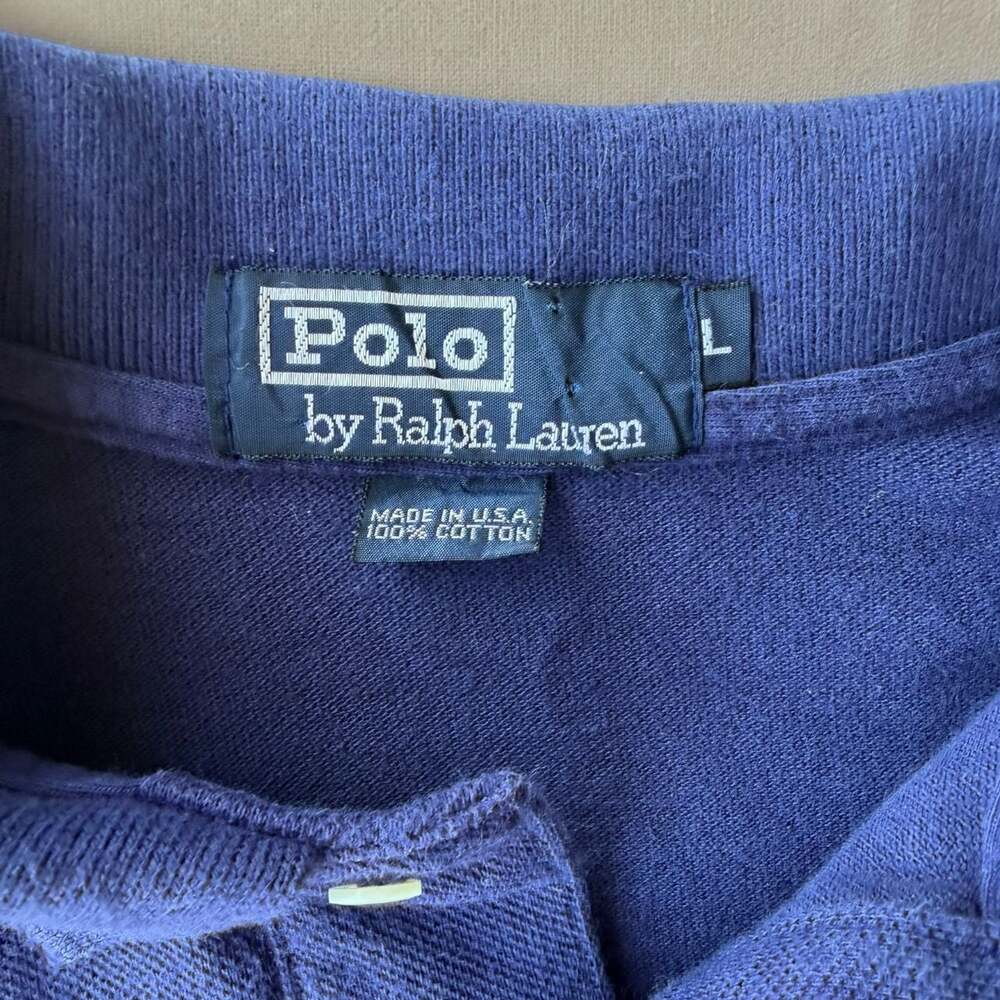 Vintage Polo Ralph Lauren Men’s L Blue Polo Shirt Red Pony Made in USA